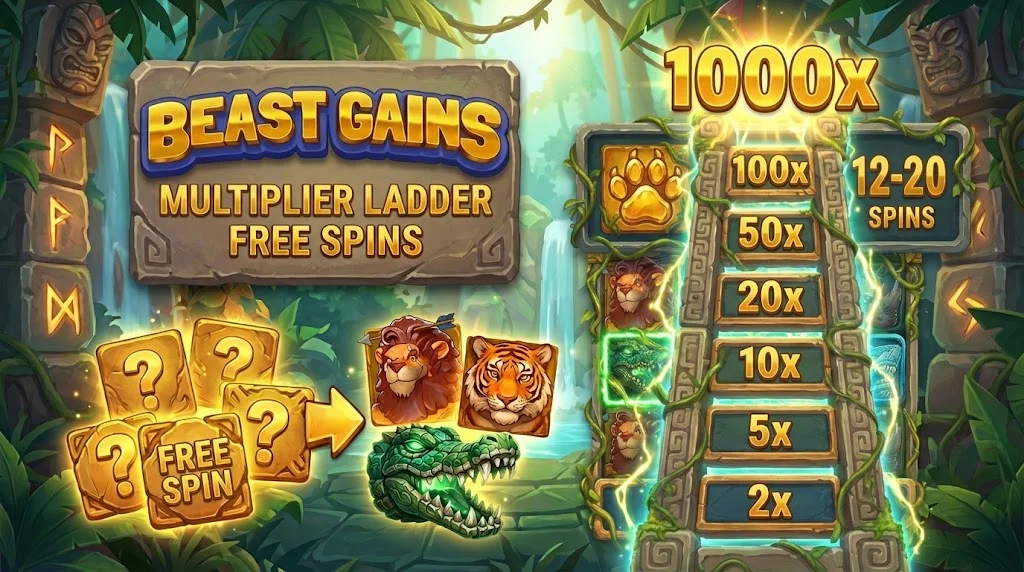 Beast Gains Multiplier Ladder Free Spins — multiplicador global escala hasta 1.000×
